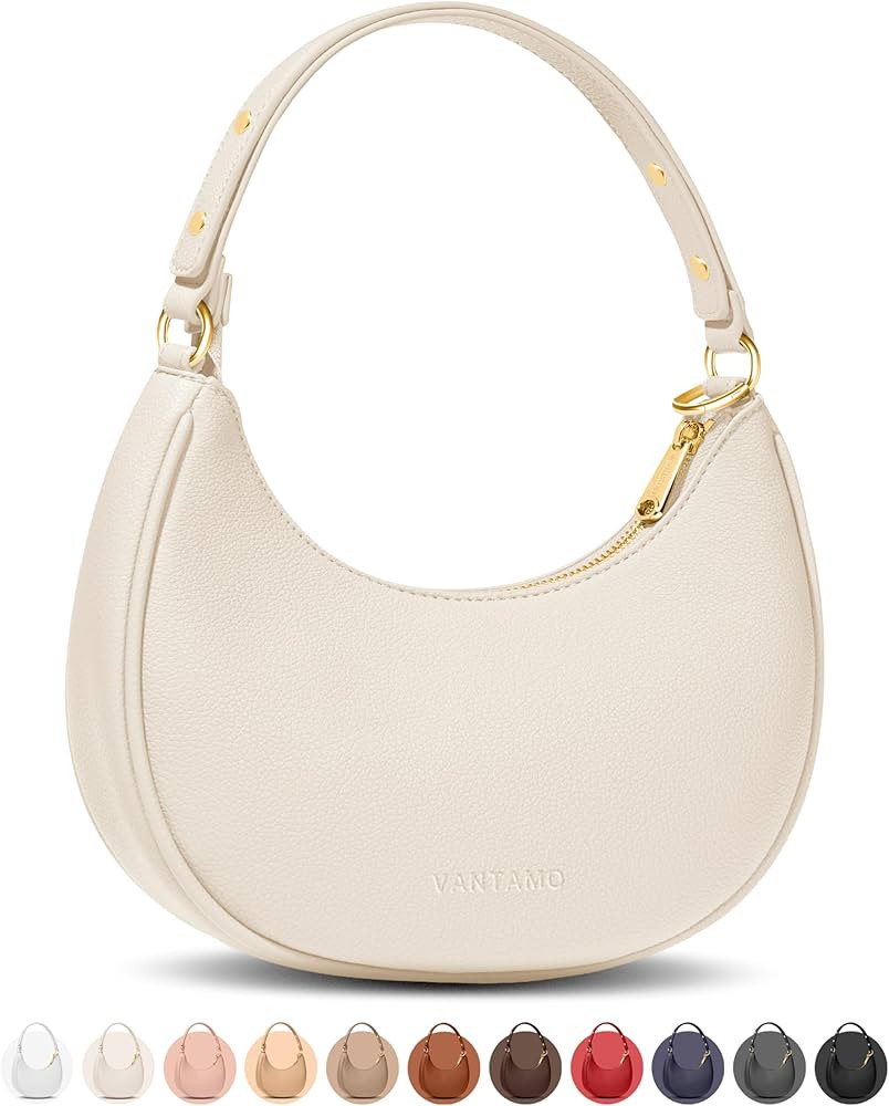 Vantamo Purse For Women, Small Trendy Crescent Moon Shoulder Hand Bag, Faux Leather, Anti Theft R... | Amazon (US)
