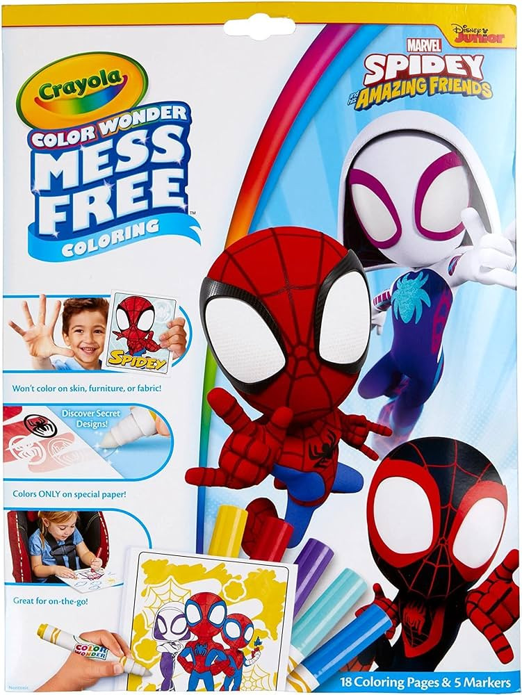 Crayola Spiderman Color Wonder Coloring Set, 18 Spiderman Mess Free Coloring Pages for Toddlers, ... | Amazon (US)