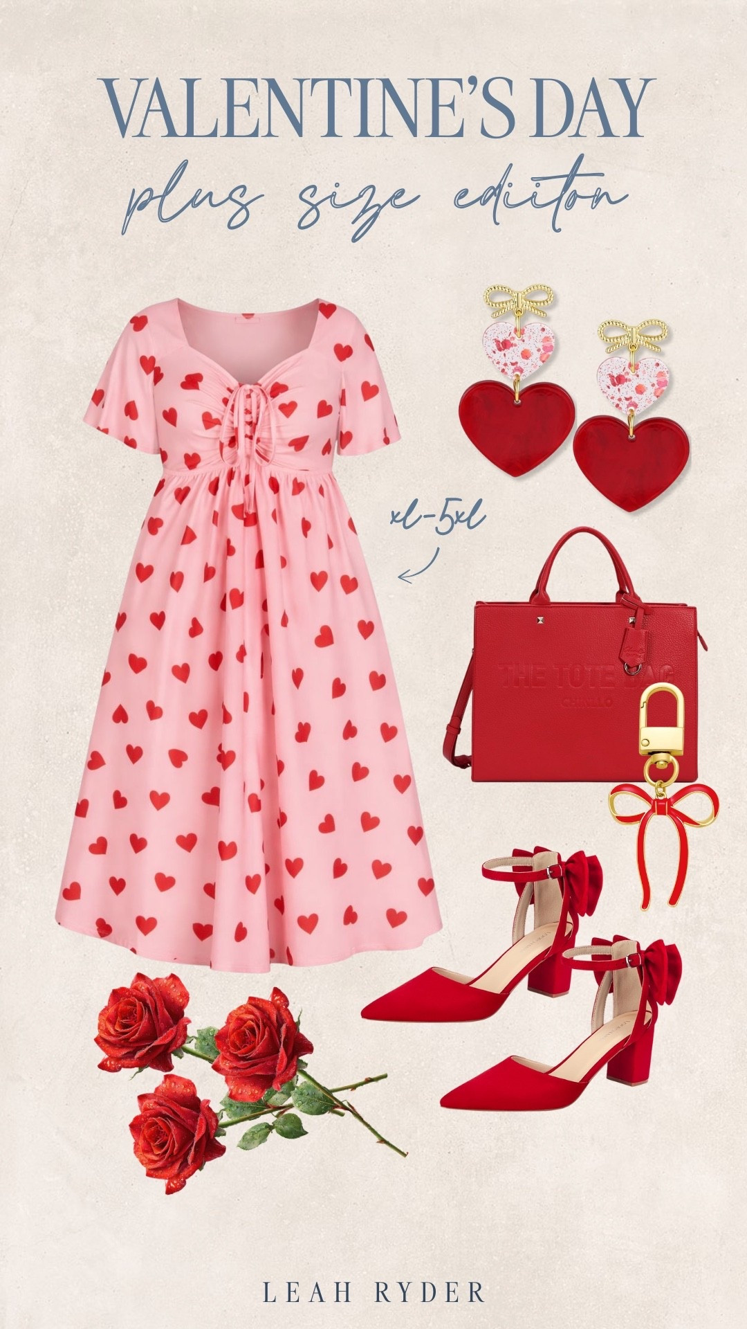 This plus size Valentine’s Day outfit edit features flattering dresses and accessories in sizes XL–5X. The heart-print dress offers a comfortable fit with a defined waist and flowy skirt. Red accessories and heels add a classic Valentine’s color story without feeling overdone. A great option for plus size Valentine’s Day dresses, date night outfits, and festive looks.

#LTKValentine #LTKPlusSize #LTKSeasonal