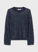 Navy Metallic Open Knit Lurex Top - Layna | 4th & Reckless
