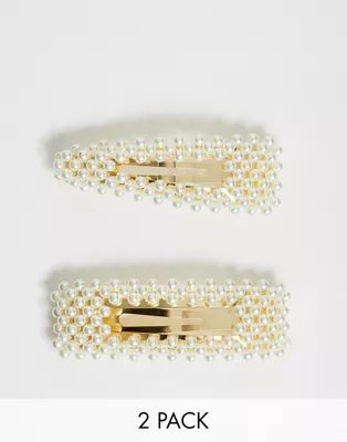 ASOS DESIGN pack of 2 large pearl snap hair clips | ASOS US