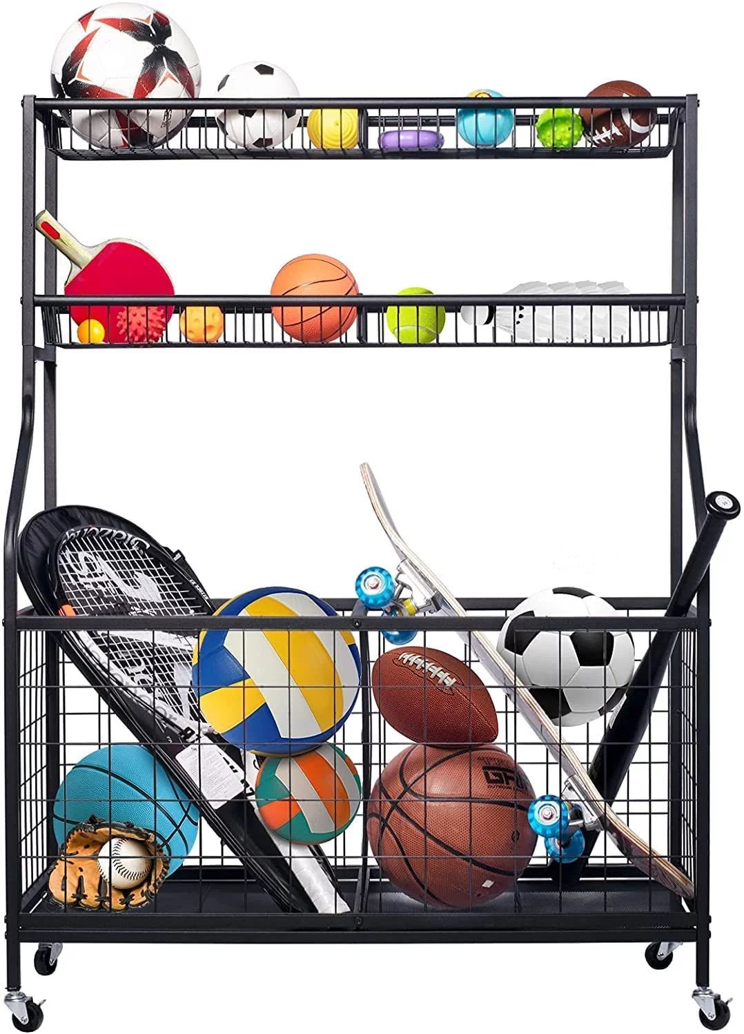 Hyjoy Sports Equipment Storage Organizer, Sports Ball Storage, Basketball Rack, Ball Holder Garag... | Walmart (US)