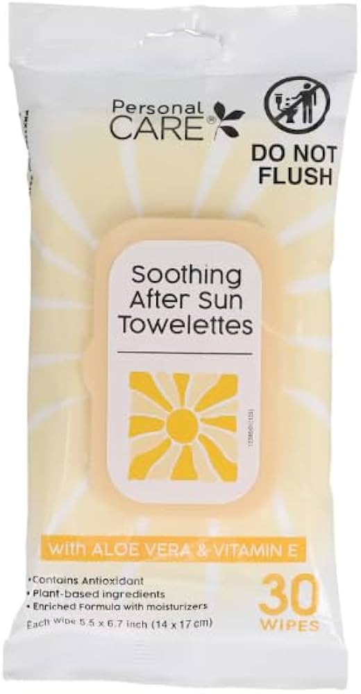 Personal Care Soothing After Sun Towelettes with Aloe Vera and Vitamin E, 30 ct. Packs (2 count -... | Amazon (US)