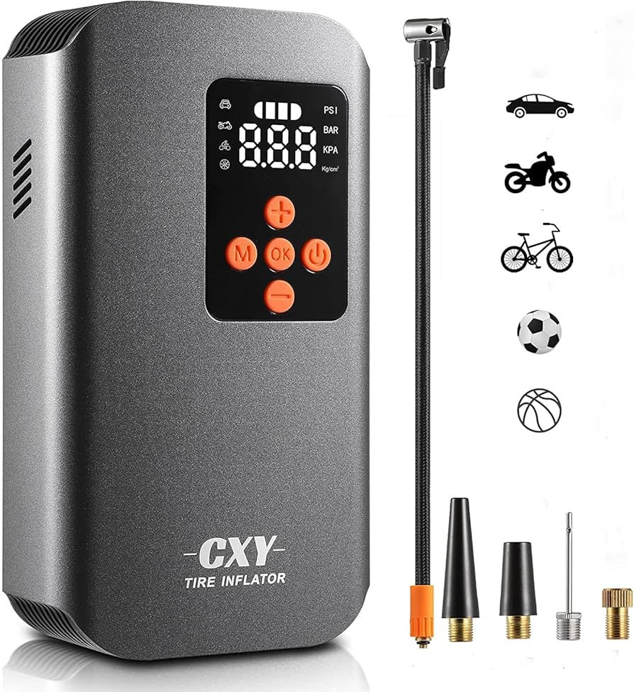 Cxy Cordless Tyre Inflator, Digital Electrical Bike Tyre Pump, 7500mAh Rechargeable Car Pumps wit... | Amazon (UK)