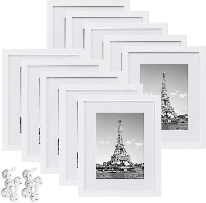 upsimples 8x10 Picture Frame Set of 10,Display Pictures 5x7 with Mat or 8x10 Without Mat,Multi Ph... | Amazon (US)