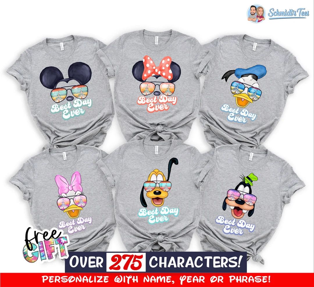 Disney Family Shirts, Disneyworld Shirts Family, Custom Disney Characters Family Sunglass Shirts,... | Etsy (US)