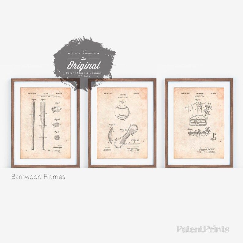 Baseball Patent Posters Group of 3, Baseball Decor, Baseball Coach, Baseball Bat, Sports Wall Art... | Etsy (US)