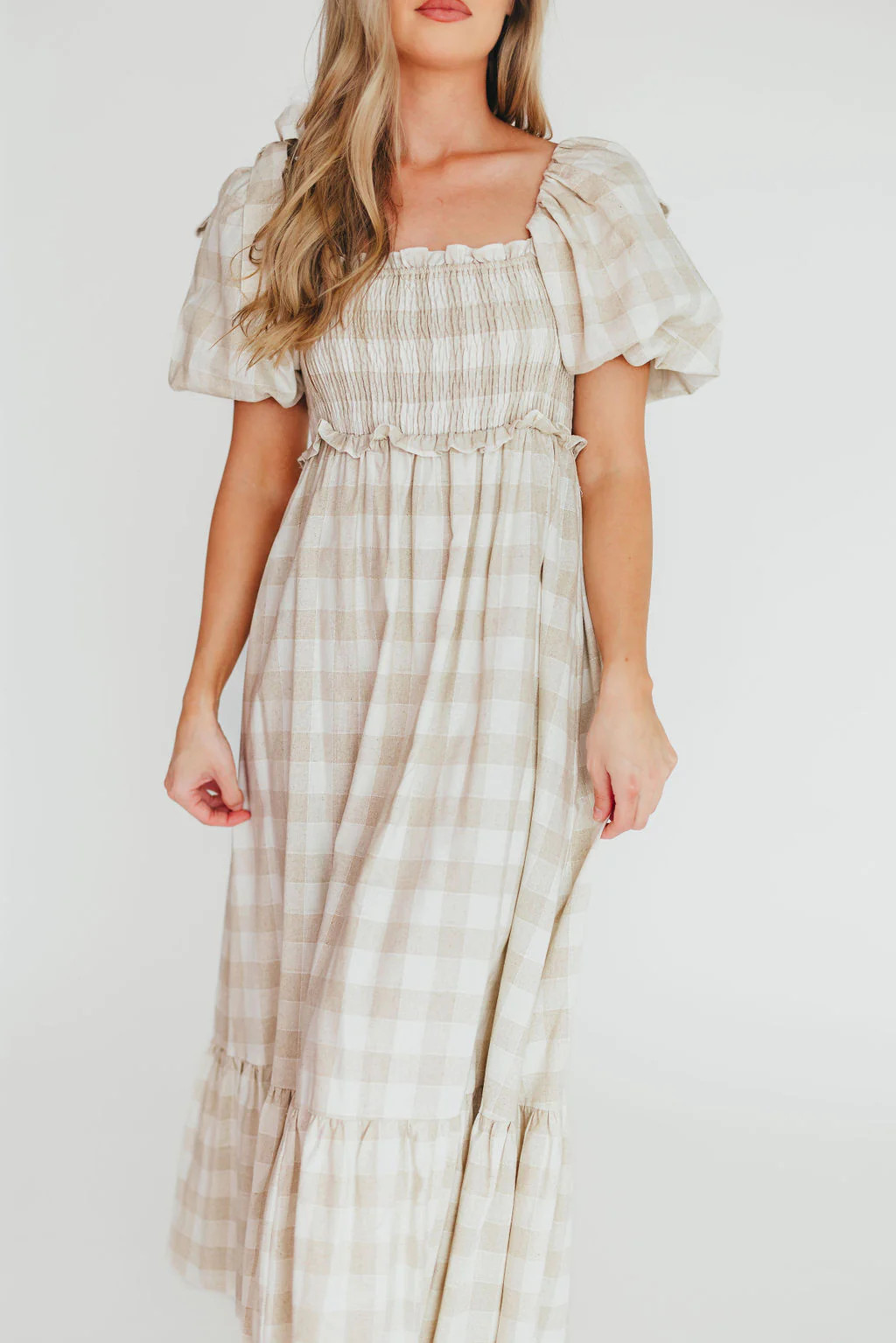 Elena Maxi Dress in Natural Multi - Cotton/Linen Blend - Bump Friendly | Worth Collective