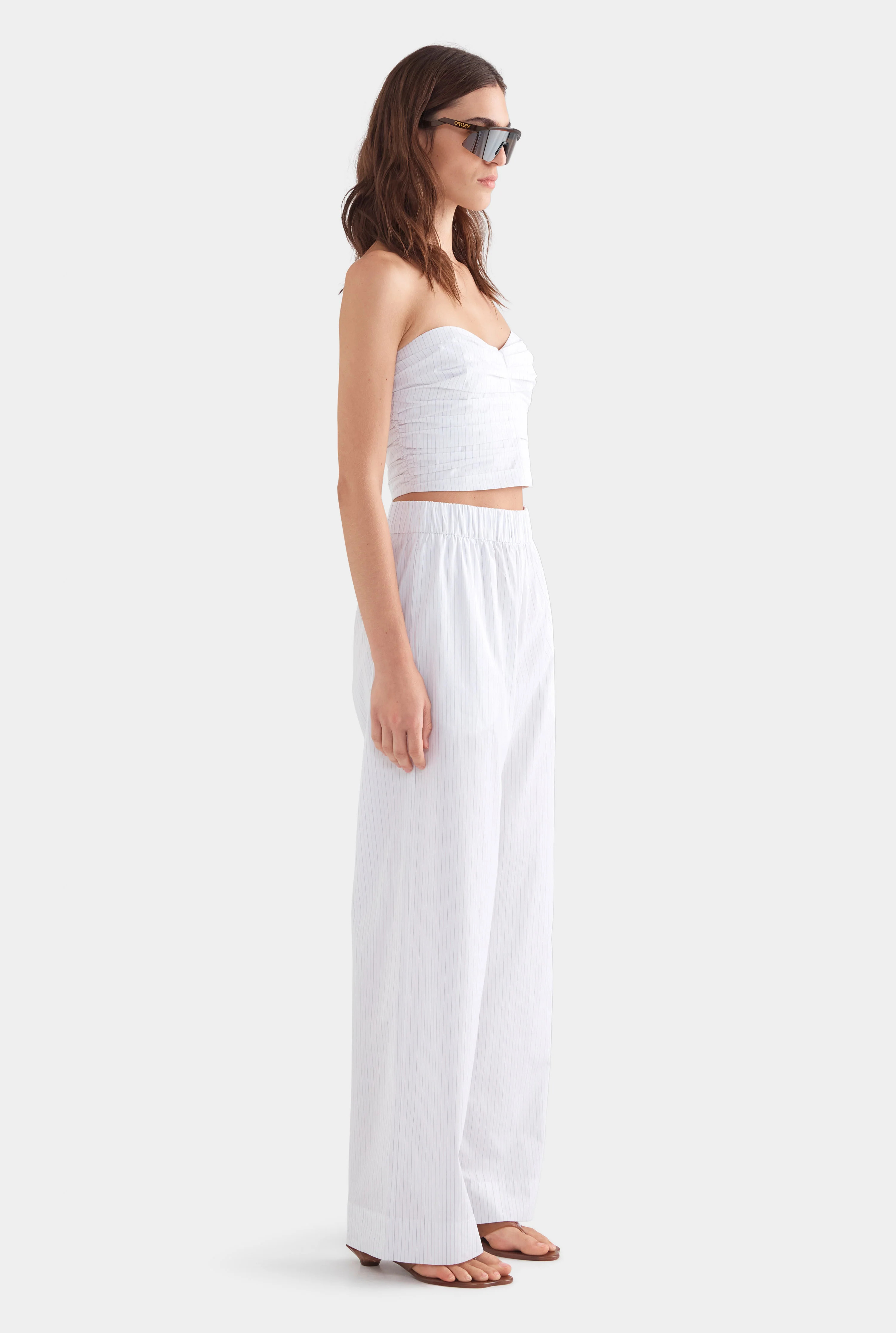 Womens Heavy Cotton Poplin Pant in Pinstripe | Venroy | Venroy AU