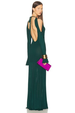 Christopher John Rogers Cold Shoulder Maxi Dress in Green | FWRD 