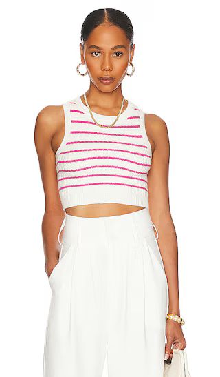 Phoebe Ultra Crop Vest in White & Pink | Revolve Clothing (Global)