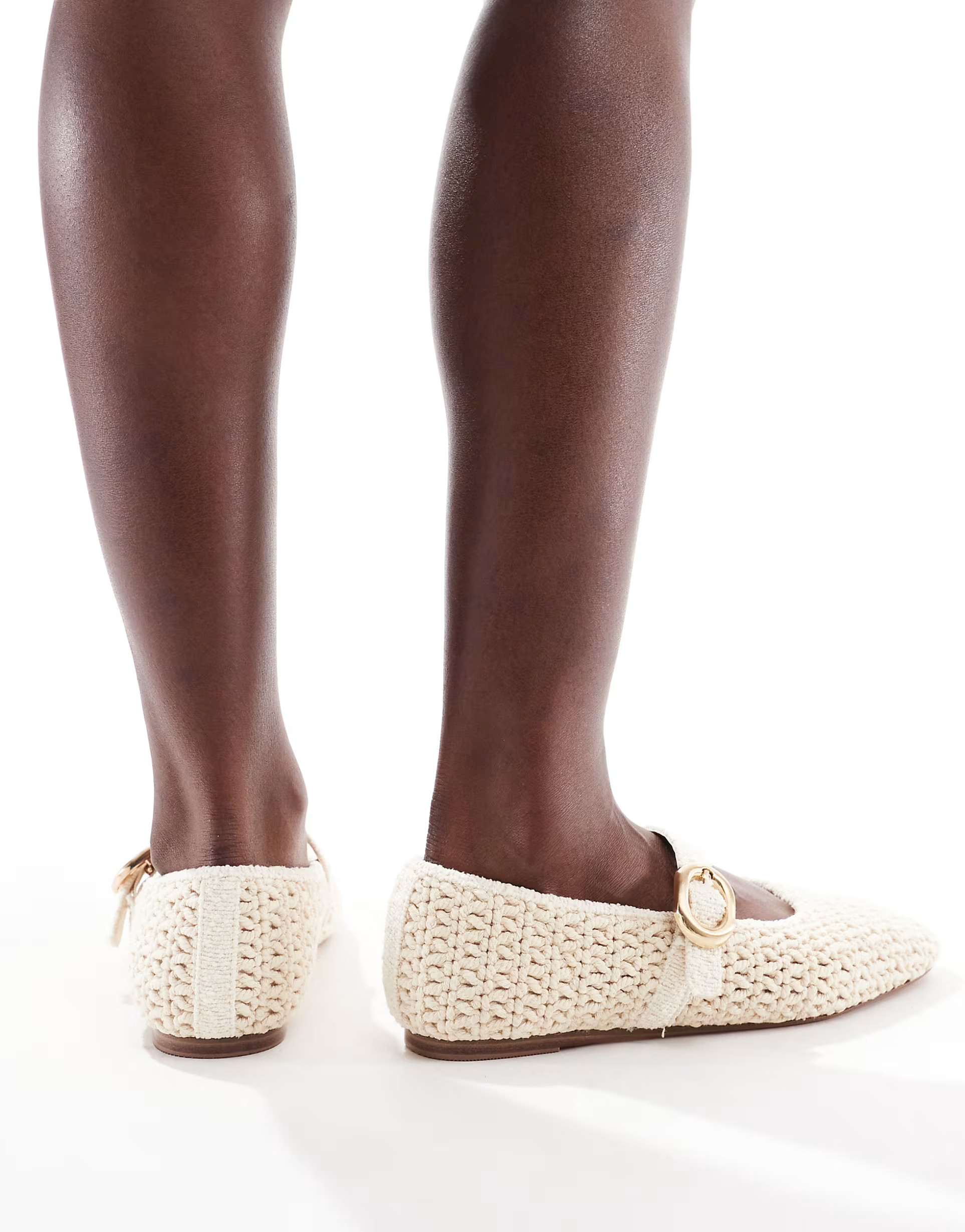 Stradivarius crotchet ballet shoe in beige | ASOS (Global)