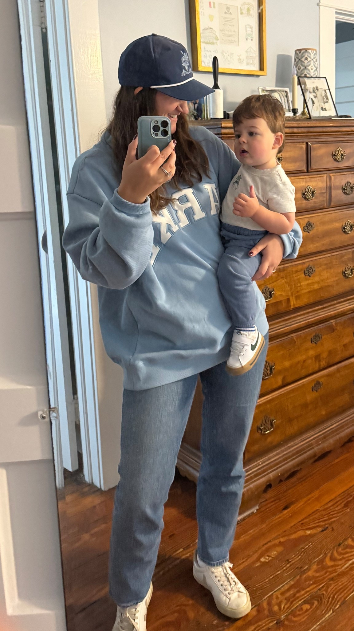 No such thing as too much blue in this house! Cozy, cute outfit of the day for mom and little boy!

#LTKmomlife #LTKKids #LTKootd