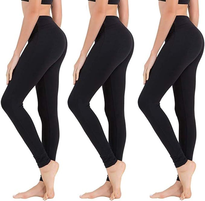 Hi Clasmix Black Leggings for Women-High Waist Leggings Soft Athletic Tummy Control Pants for Run... | Amazon (US)