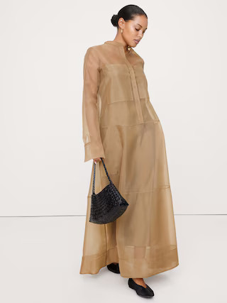 Organza Maxi Shirt Dress | Banana Republic (US)