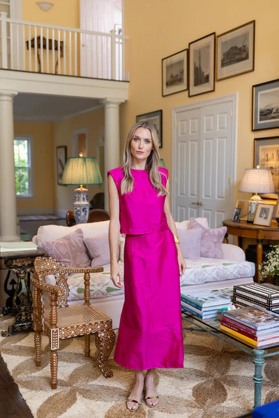 Park Avenue Skirt Dupioni - Magenta | Julia Amory