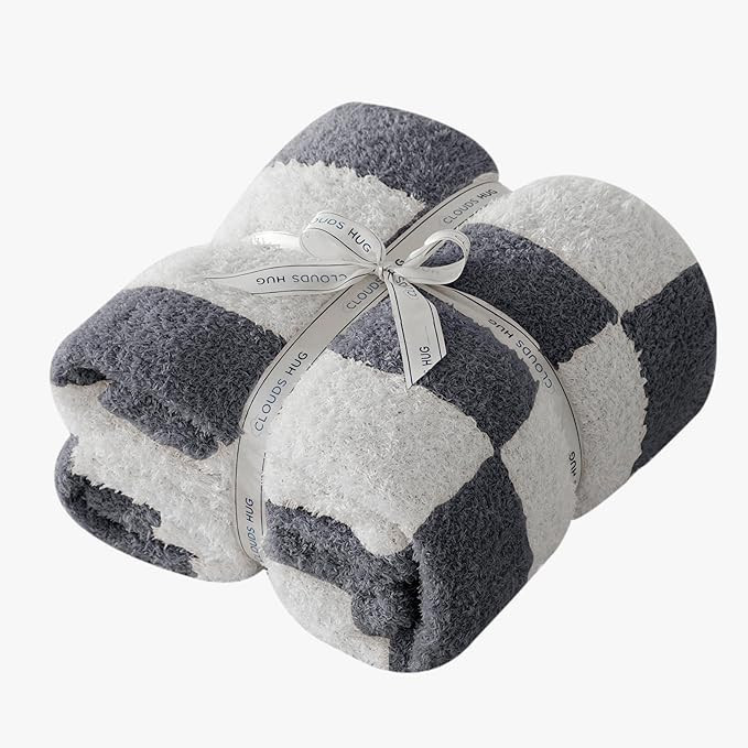 Checkered Throw Blanket for Couch - Super Soft Knit Bed Blanket， Fluffy Fuzzy Plush Lightweight... | Amazon (US)