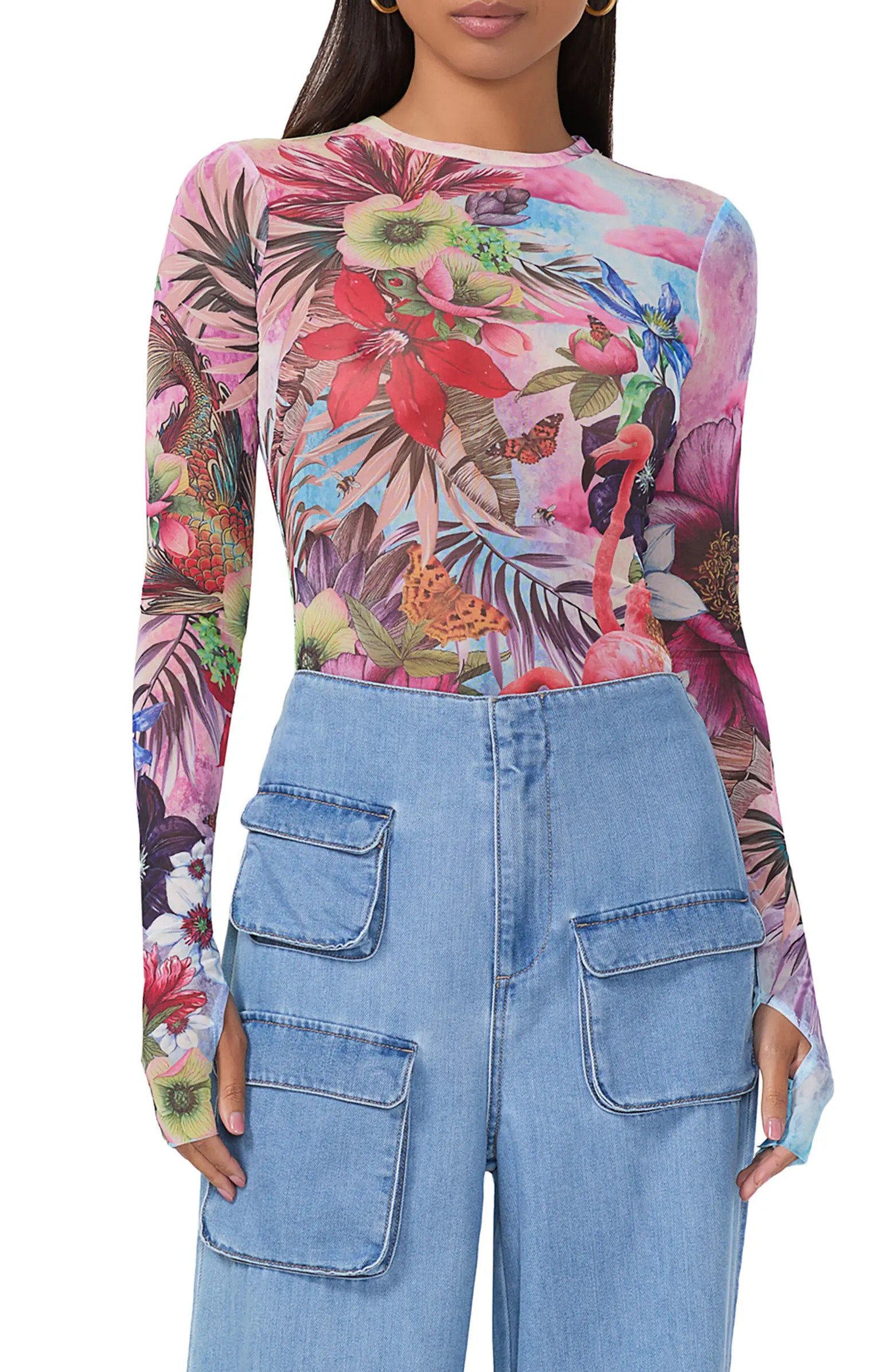 Kaylee Print Mesh Top | Nordstrom