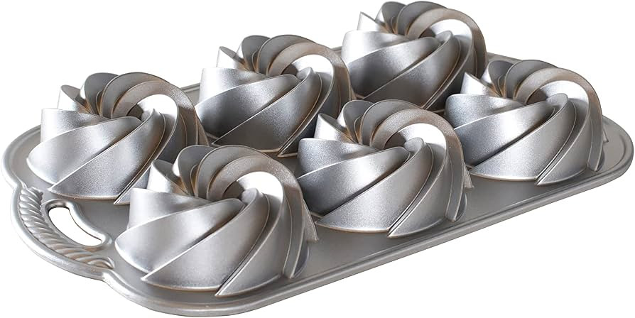 Nordic Ware Heritage Bundtlette Cake Pan, Metallic, Silver | Amazon (US)