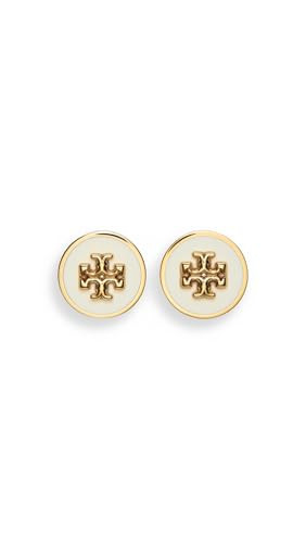 Tory Burch Women's Icon Enamel Stud Earrings, Tory Gold/New Ivory, One Size | Amazon (US)