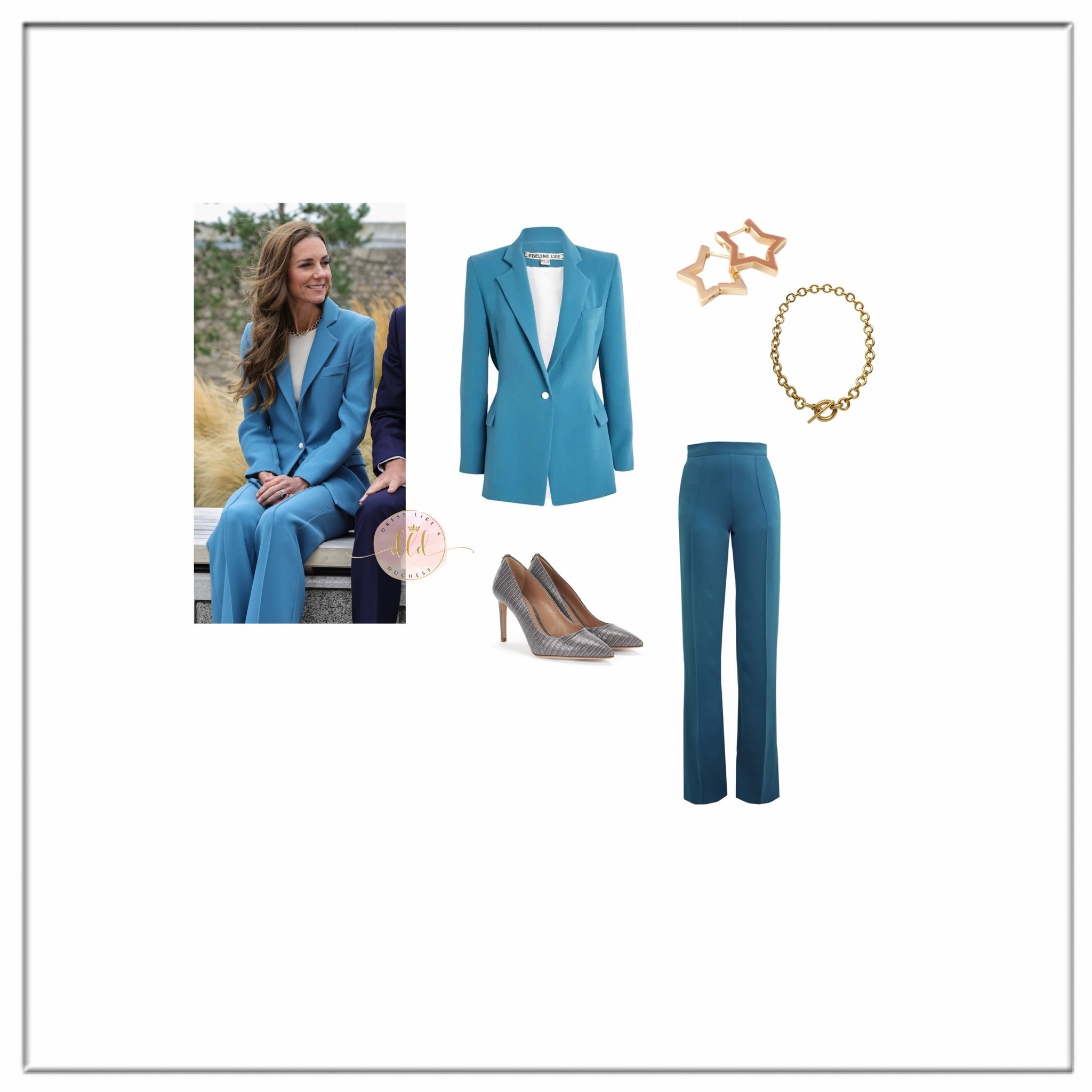 9/10/26 Kate Middleton in Liverpool wearing Edeline Lee Lola jacket and matching Averill trousers