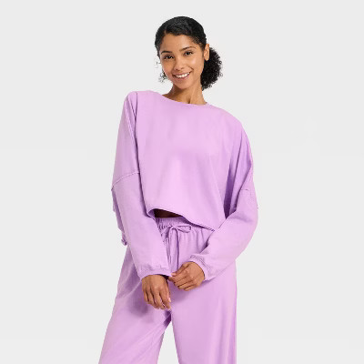 Women's Washed Jersey Long Sleeve Top - JoyLab™ Purple XXS | Target