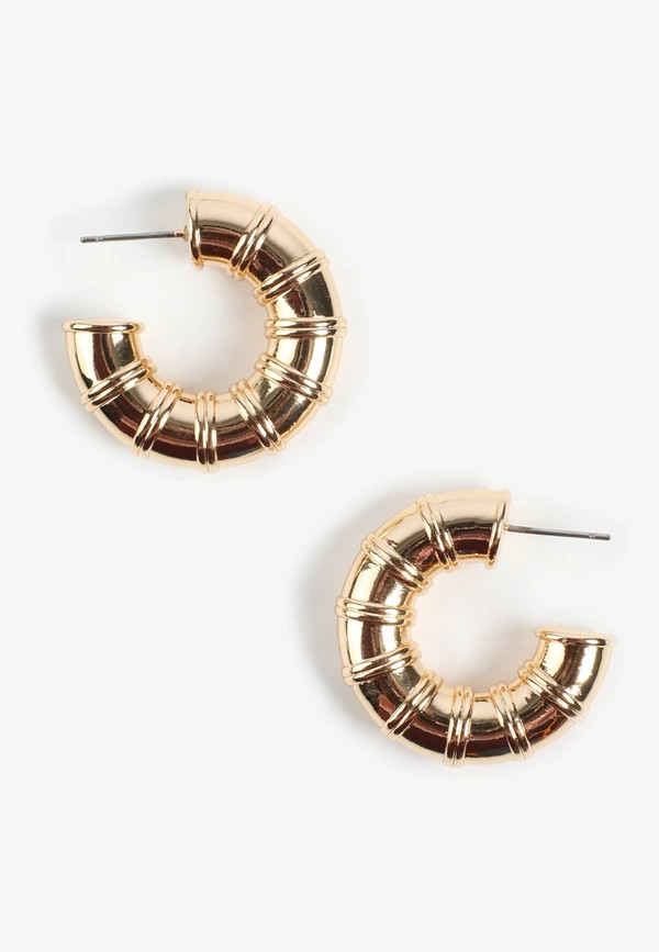 Gold Chunky Textured Hoop Earrings | Maurices