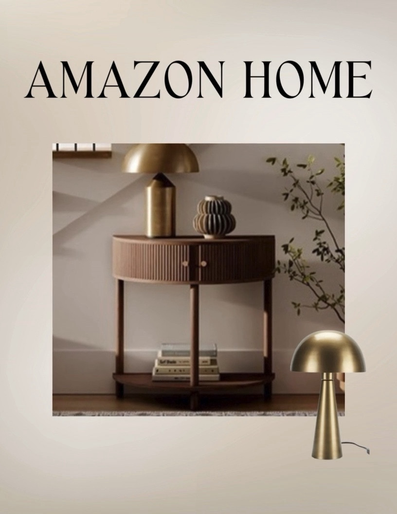 Sophisticated entryway, table, obsessed with the color! But it comes in multiple colors. Perfect for any style. Any area of your home entryway little nook. Don’t forget to add this trending Antique brass mushroom lamp won’t be disappointed.

#ltklivingroom
#livingroom

#LTKhome #LTKsalealert #LTKVideo