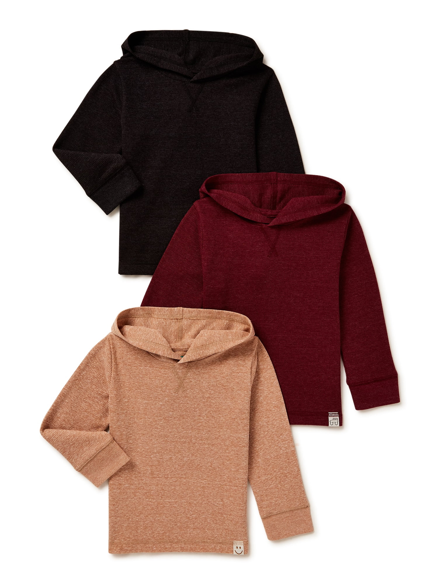 Garanimals Baby and Toddler Boys Long-Sleeve Solid Hoodie Tee, 3-Pack, Sizes 12M-5T | Walmart (US)