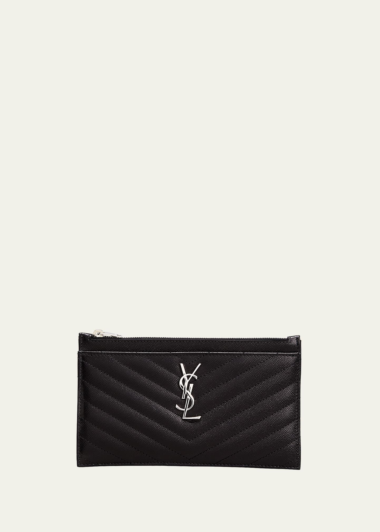 Saint Laurent YSL Monogram Chevron Quilted Pouch Bag/Wallet | Bergdorf Goodman