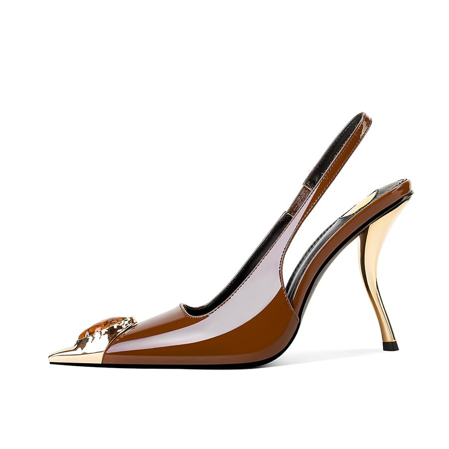 Rhinestones Slingback Kitten Heels Pointed Closed Toe Pumps for Women, Stiletto 4Inch High Heeled... | Amazon (US)