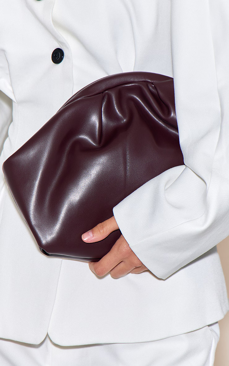 Chocolate Buttery PU Hard Handle Clutch Bag | PrettyLittleThing UK