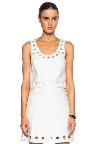 Cotton-Blend Cropped Tank with Embroidered Eyelet Details | FWRD 