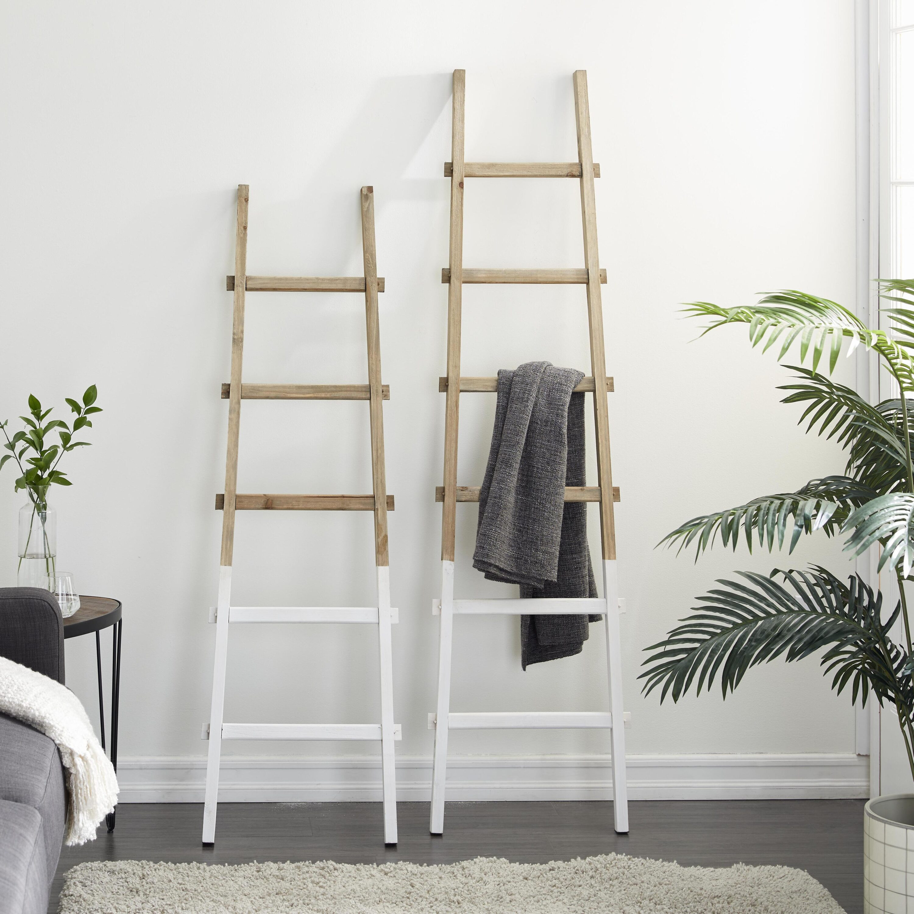 Grayson Lane Brown 5 and 6 Rack Ladder Pine Leaning Blanket ladder one_size | 37860 | Lowe's