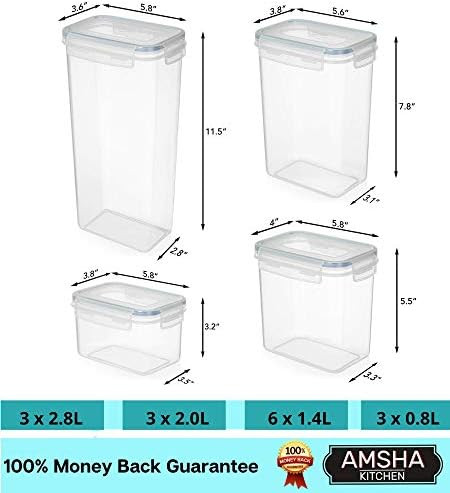 LARGE Set of 30 pc Airtight Food Storage Containers - Plastic Kitchen & Pantry Organization Canis... | Amazon (US)