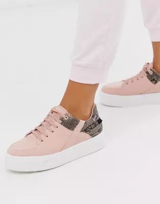ASOS DESIGN Destiny chunky flatform sneakers in pale pink and snake | ASOS US
