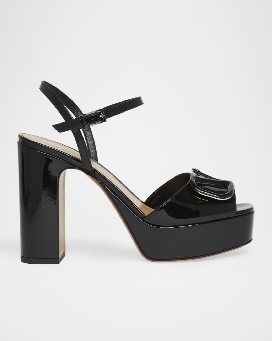 VLogo Patent Ankle-Strap Platform Sandals | Neiman Marcus