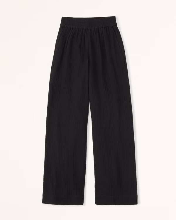 Crinkle Cotton Wide Leg Pants | Abercrombie & Fitch (US)