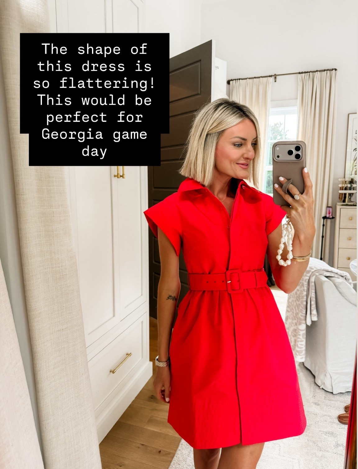 The perfect red for gameday! I love the silhouette of this mini dress. Wearing size XS! Part of the Friends and Family sale with code FAMILY! 

Loverly Grey, Tuckernuck, sale alert

#LTKSaleAlert #LTKootd
