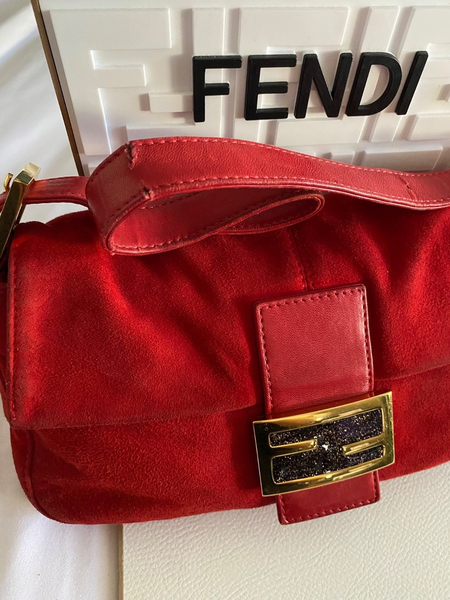 Vintage Red Suede Fendi Baguette Shoulder Bag | eBay US
