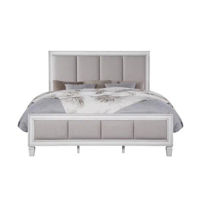 Light Gray Linen, Rustic Gray & Weathered White Finish Bed | Wayfair North America