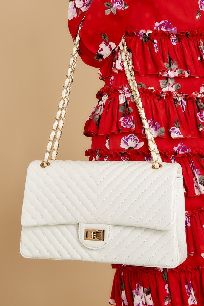 Polished And Poised White Bag | Red Dress 
