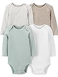 Simple Joys by Carter's Unisex Babies' Long-Sleeve Thermal Bodysuits, Pack of 4, Mint Green/Sand/Whi | Amazon (US)