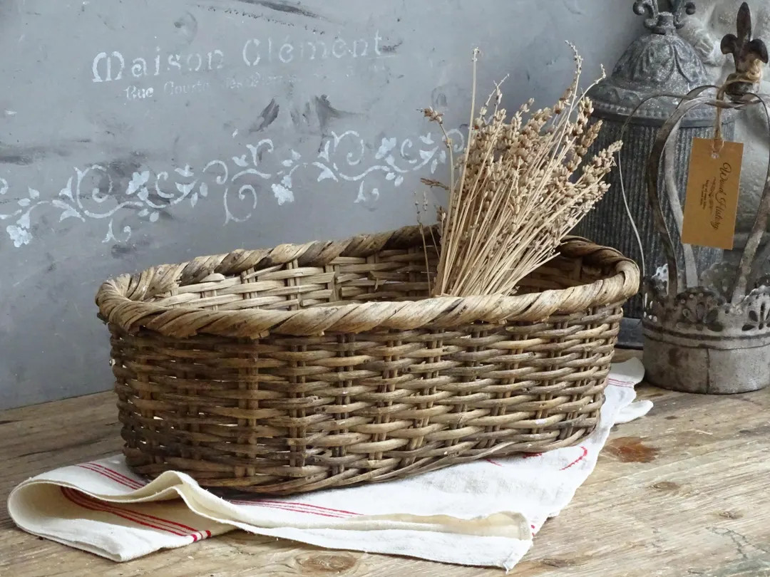 Vintage French Wicker Bread Basket: Hand Woven Boulangerie Decor - Etsy Canada | Etsy (US)