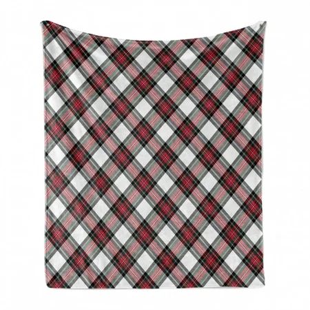 Tartan Soft Flannel Fleece Throw Blanket Traditional Plaid with Diagonal Lines and Rhombuses Scottis | Walmart (US)
