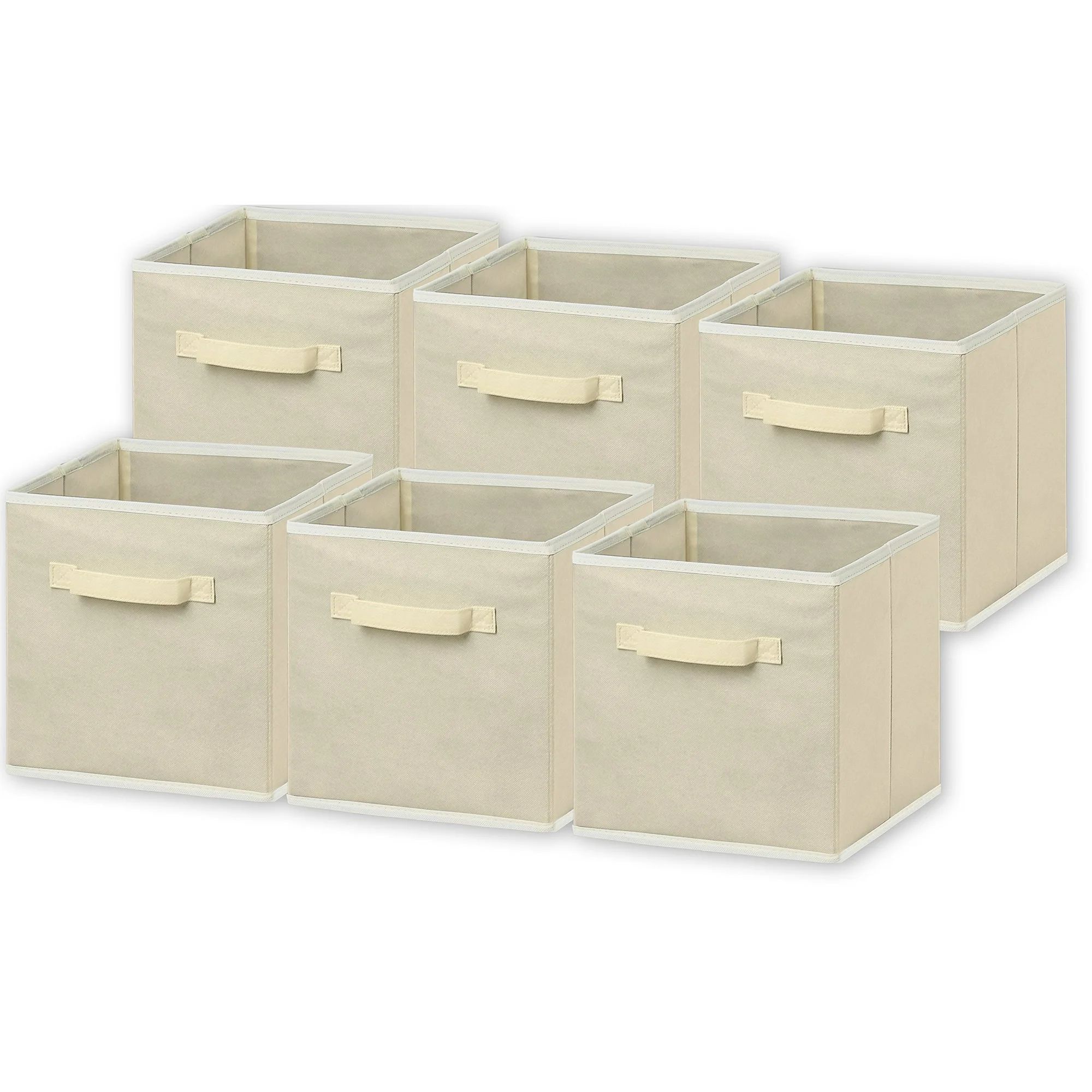 6 Pack - SimpleHouseware Foldable Cloth Storage Cube Basket Bins Organizer, Beige (11" H x 10.75"... | Walmart (US)