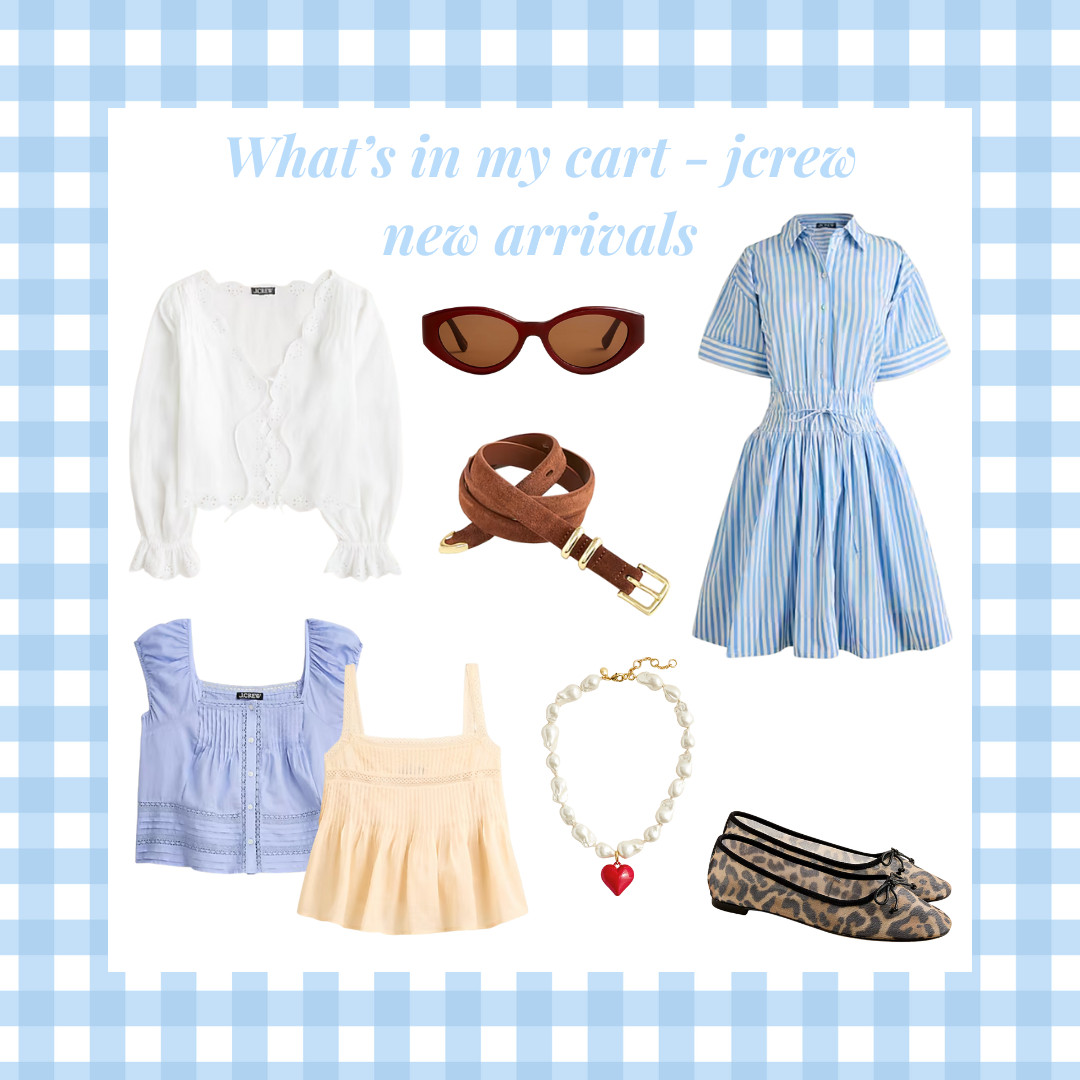jcrew new arrivals - what's in my cart!

J.Crew new arrivals 2025, What’s in my cart J.Crew, Classic summer outfits, Feminine summer style, Coastal chic fashion, Preppy summer wardrobe, Smocked tops for summer, Striped shirt dress J.Crew, Leopard print ballet flats, Affordable summer fashion finds 

 #LTKSaleAlert #LTKPetite #LTKFindsUnder100