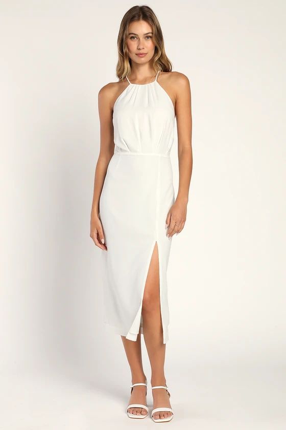 Dreamy Date Night White Sleeveless Midi Dress | Lulus