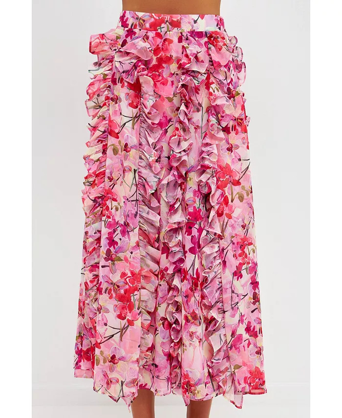 endless rose Women's Floral Ruffled Maxi Skirt - Macy's | Macy's