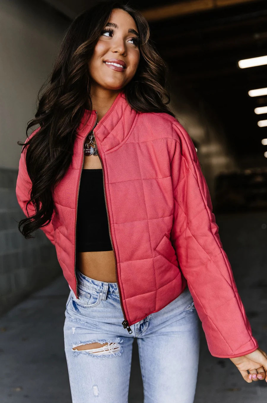 Wynn Padded Jacket - Cherry | Mindy Mae's Market